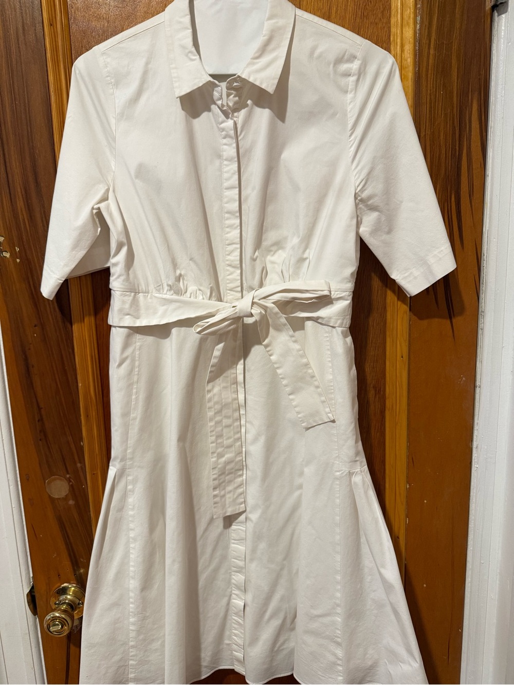 Kobi Halperin White Tie-Waist Midi Shirt Dress